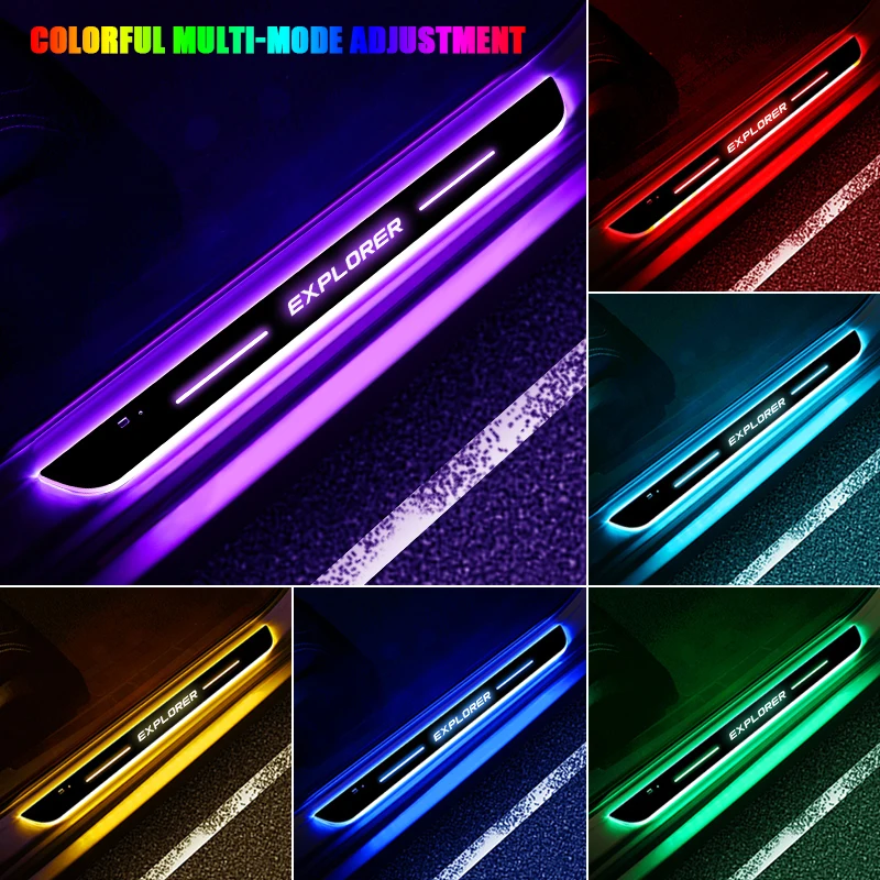 

Logo Customized Magnetic Car Door Threshold Lamp Dynamic Streamer Welcome Lights For Ford Explorer Accessories