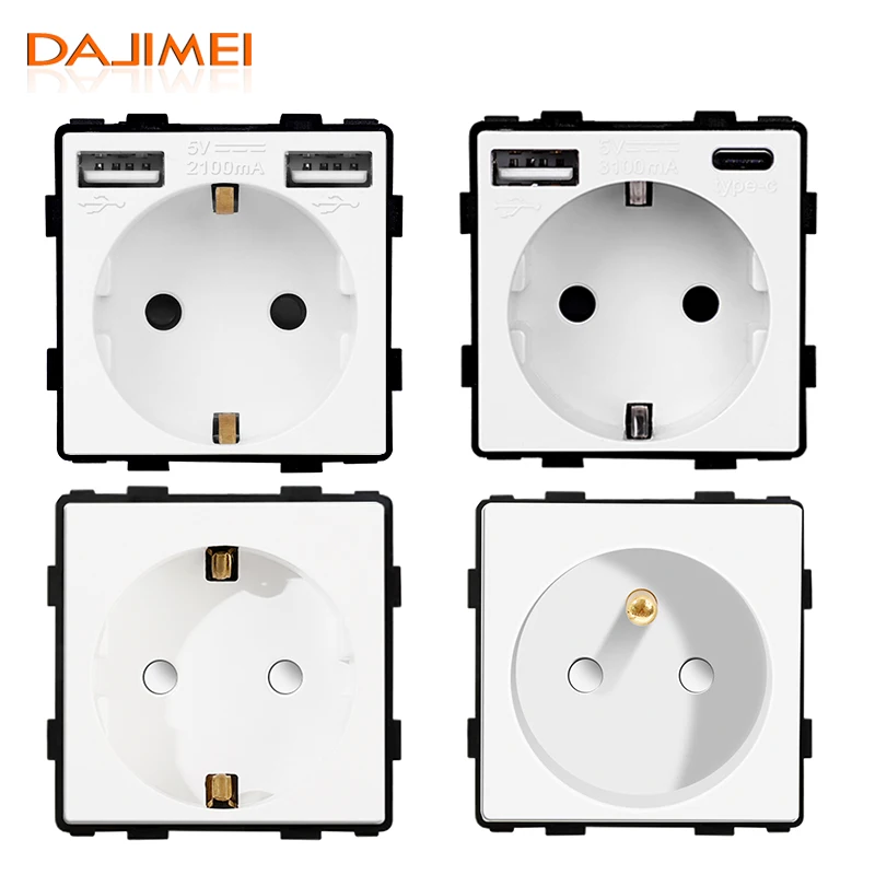 

DAJIMEI EU Type-C двойной USB двойной FR функциональный ключ настенная розетка деталь Power Электрическое штепсельное гнездо DIY аксессуары для дома