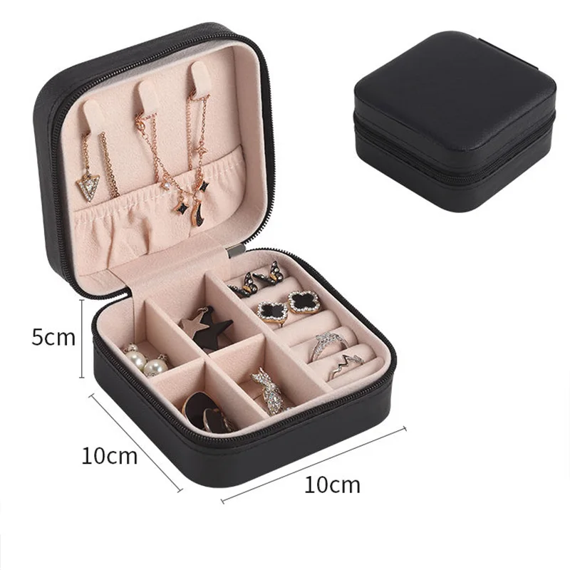 Portable Jewelry Organizer Display Travel Jewelry Case Boxes Ear Studs Earring Leather Storage Jewelry Box Woman