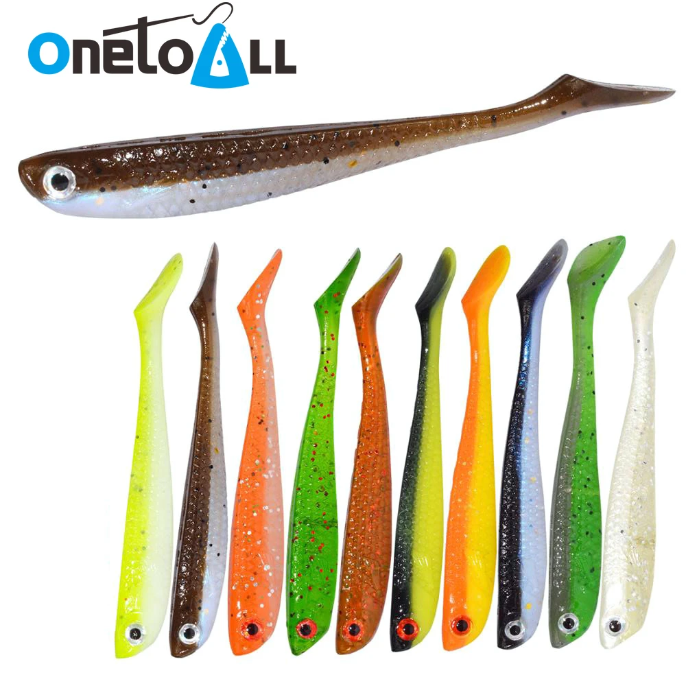 

OnetoAll 5 PCS 75mm 2.8g Paddle Tail Shiner Double Color Soft Fishing Lure Shad Bait Jig Wobblers Artificial Silicone Swimbait