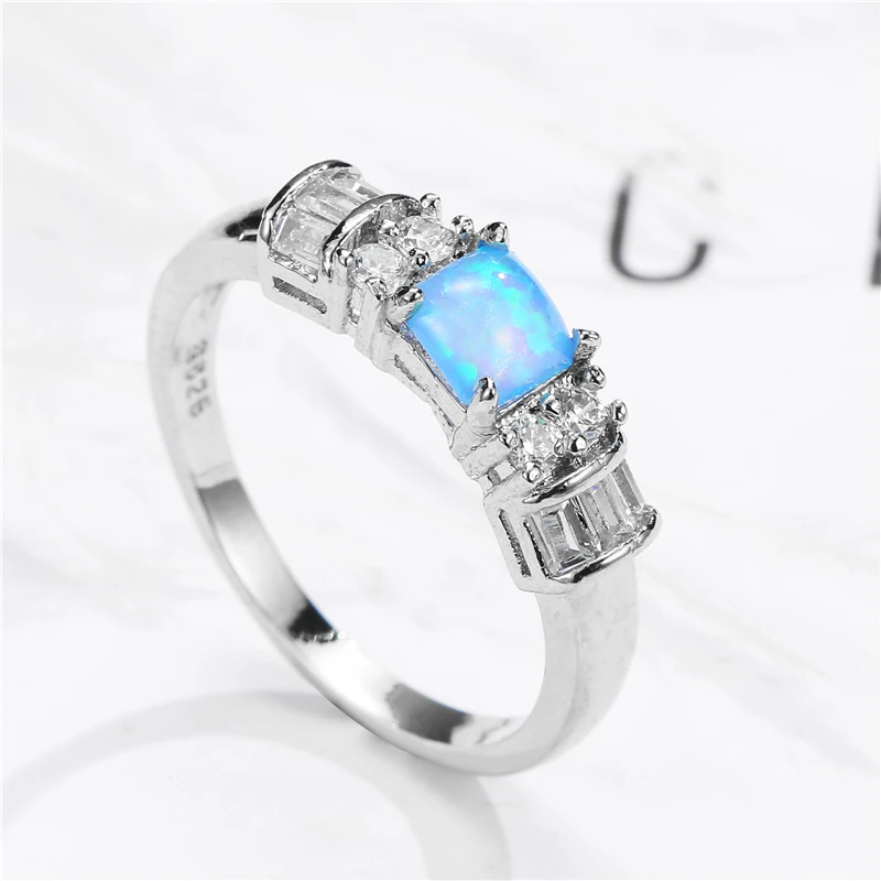 

Rings For Women Fashion White Pink Blue Fire Opal Ring Vintage European Style Gift Stackable Engagement Wedding Jewelry