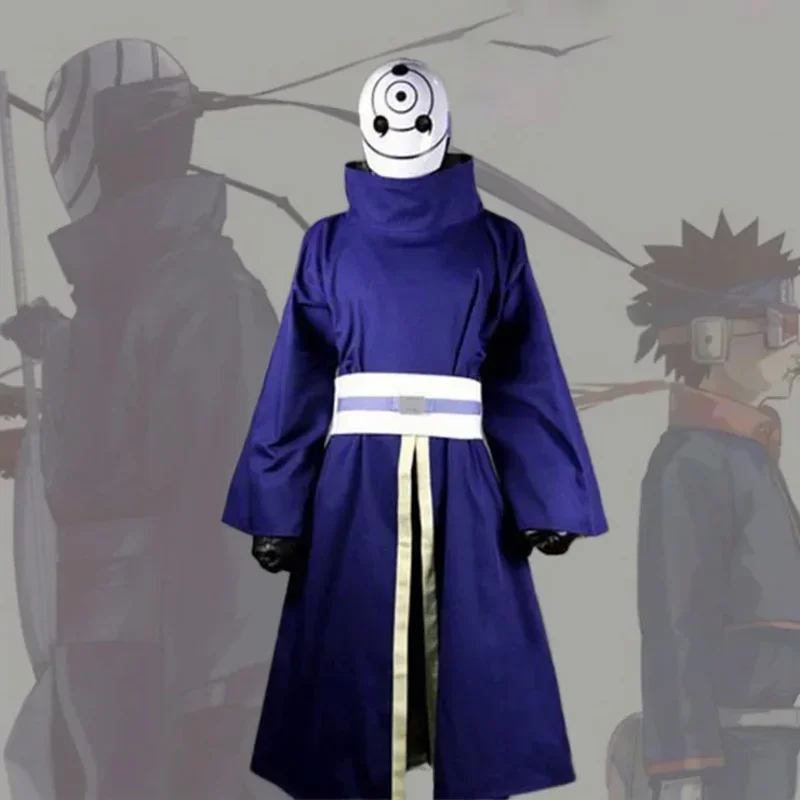 Shippuden Uchiha Obito/Madara Косплей Костюм Хэллоуин Карнавал Ниндзя Боевой Синее Кимоно Без