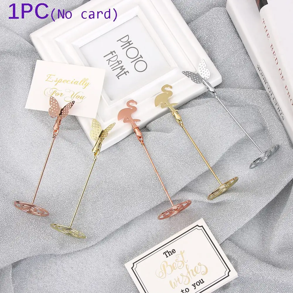 

1PC Fashion Flamingo Pattern Desktop Decoration Paper Clamp Clamps Stand Butterfly Shape Place Card Photos Clips