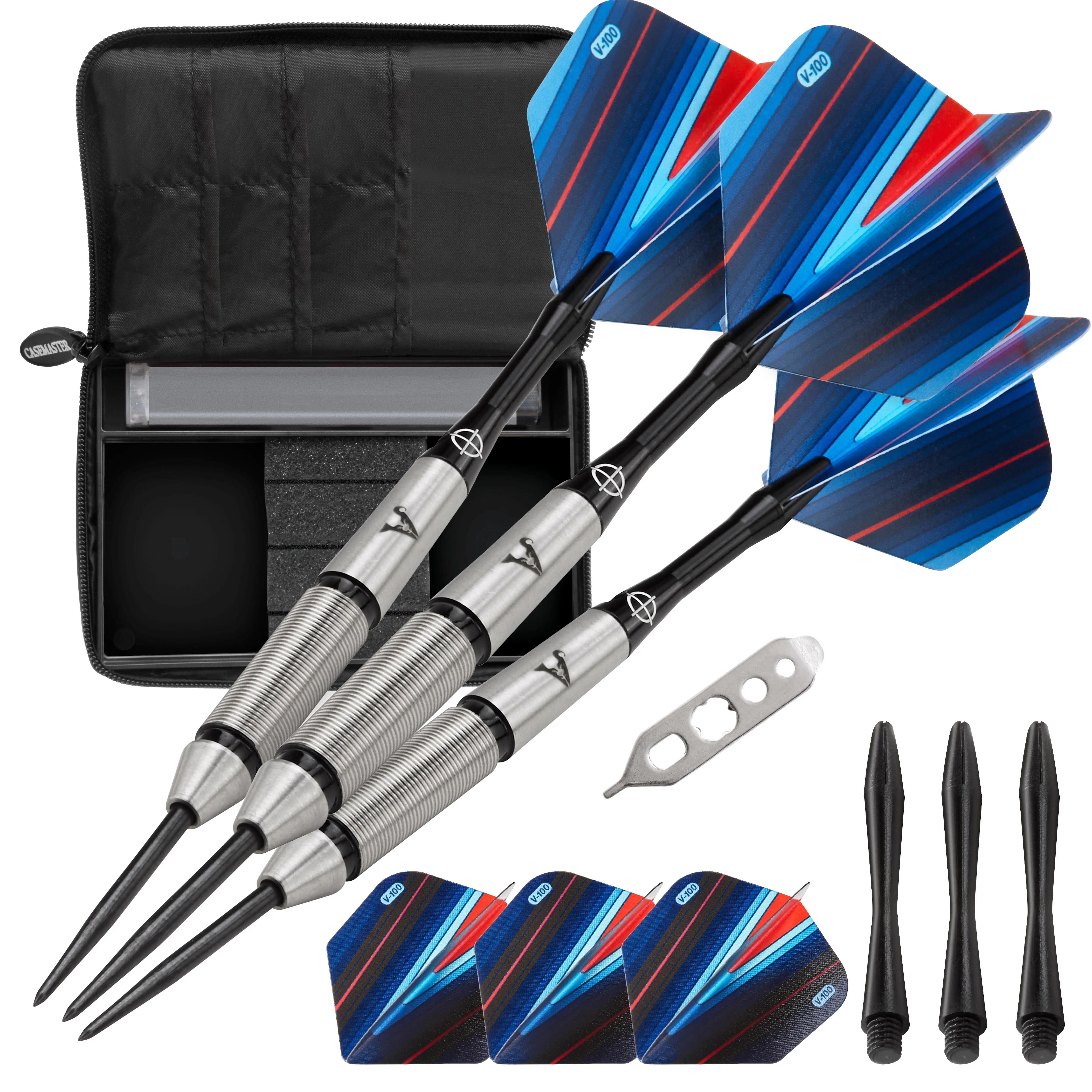 

Sidewinder Tungsten Steel Tip Darts 23 Grams and Casemaster Select Black Nylon Dart Case