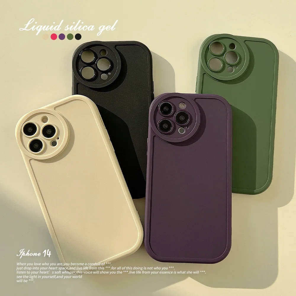 

Retro Lens Protection Case For iPhone 14 13 12 11 Pro Max Xr Xs Max Mini 14 Plus case Cute Cover simple green purple Phone Case