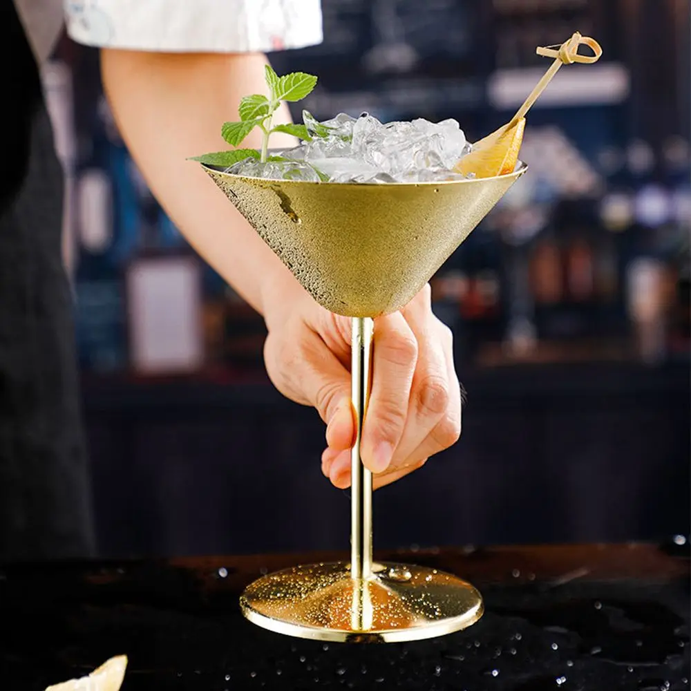 

250ML Creative Goblet Red Wine Cups Martini Cup Stainless Steel Triangle Champagne Cup Beer Wine Cocktail Drinking Bar Tool