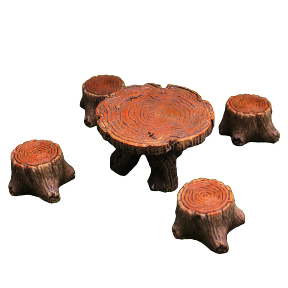 

Furniture Ornaments Fairy Garden Chairs Set Wooden Play Food Mini World Decor Miniature Dining Table Bench