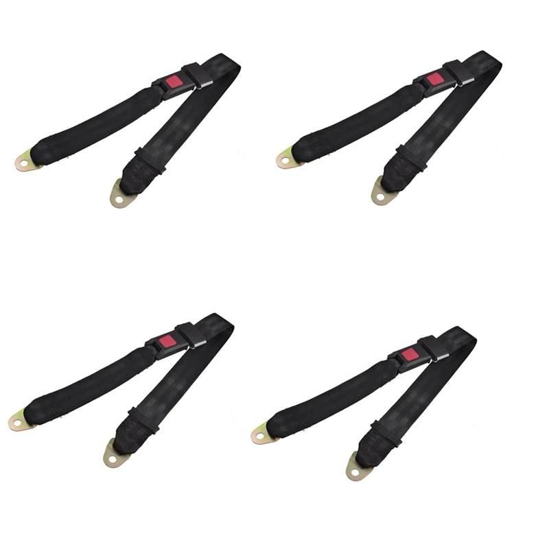 

4X Black Adjustable Two Point Auto Car Safety Seat Belt Lap Seatbelt