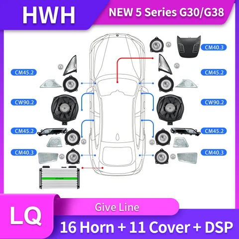 Для BMW G30 G31 Обложка освещения аудио обновление LQ Plug and Play Center динамик твитер Midrange гудок сабвуфер DSP усилитель