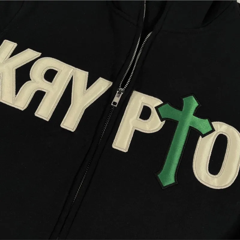 Y2K винтажный кардиган на молнии с вышивкой и надписью Мужская толстовка модная