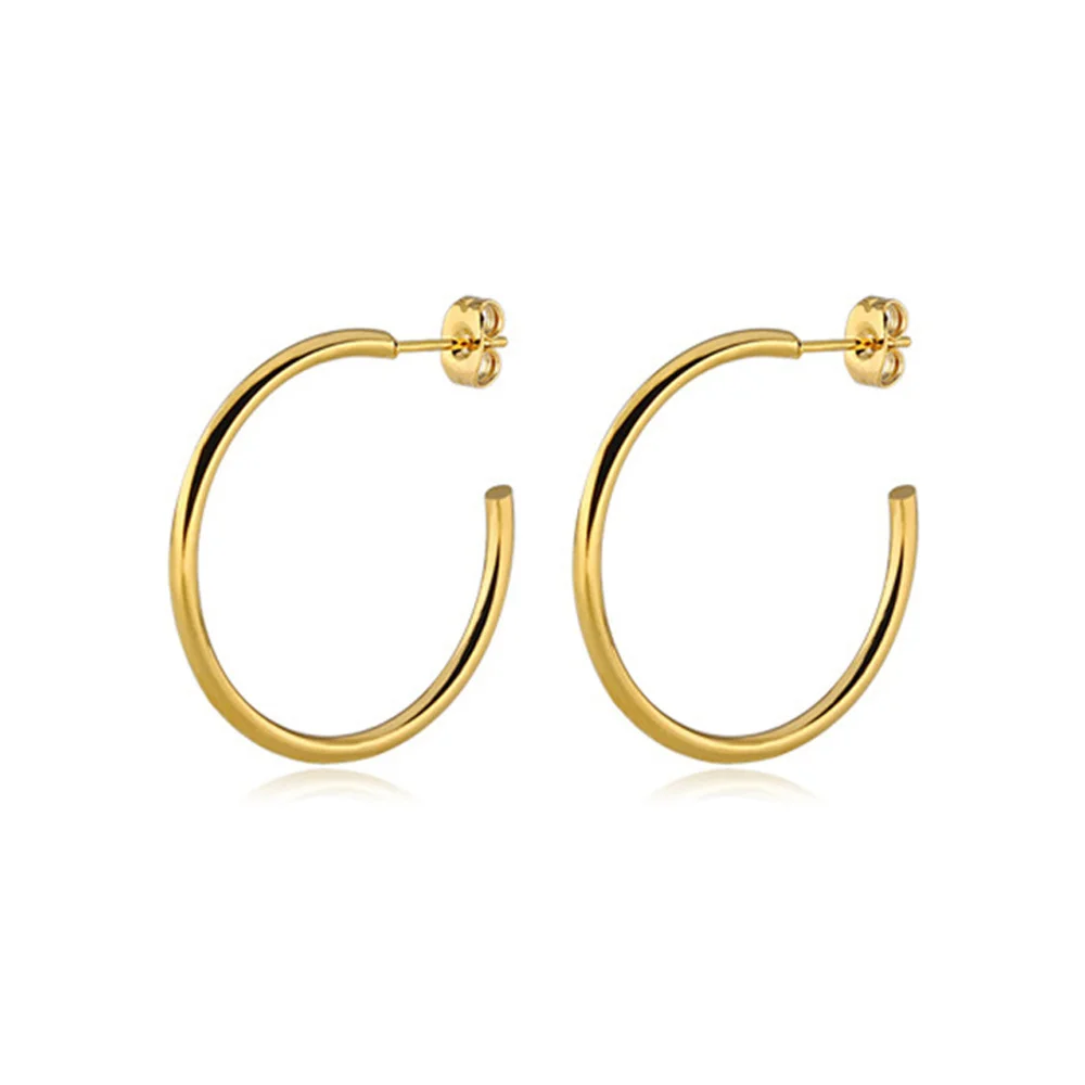 

Stainless Steel Round Circle Creole Hoop Earrings For Women Gold Silver Color Fashion Punk Jewelry Gifts Hoops 2022