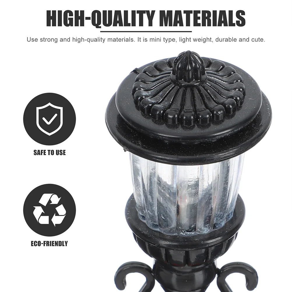 6 шт. черные уличные фонари украшения маленькие лампы свет пейзаж фигурка из