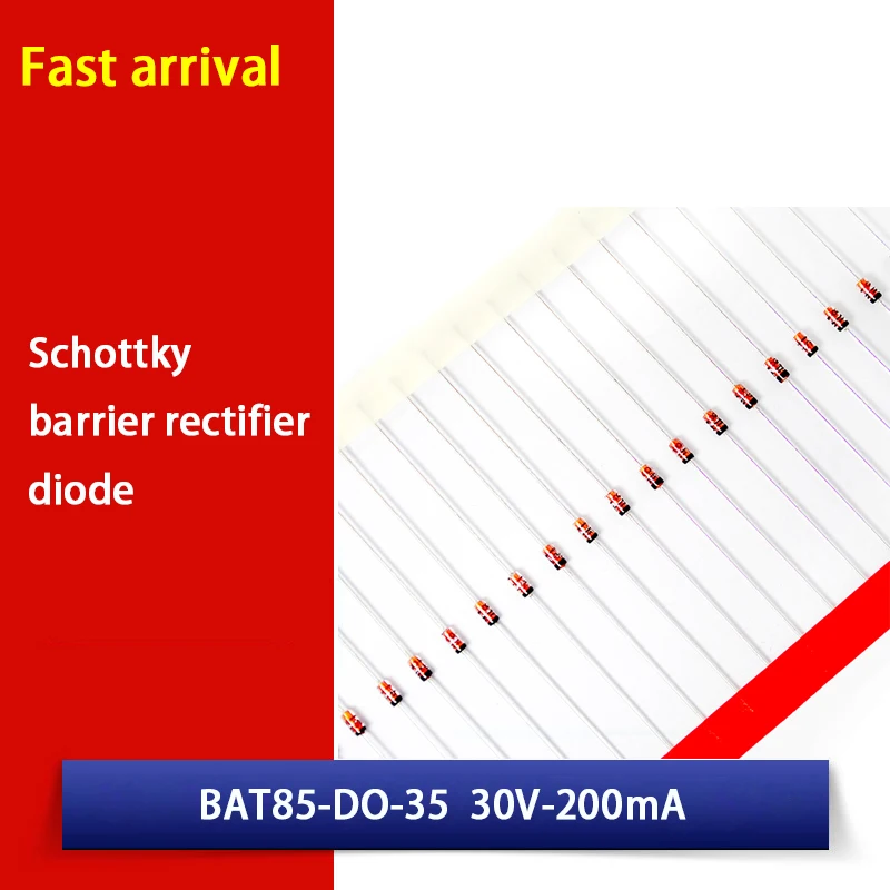 (100 шт) Диоды Шоттки BAT85 с барьером 200 мА 30 В DO-35 (DO-204AH) аксиальные 0,2 А 30 Вольт маломощные сигнальные переключатели.