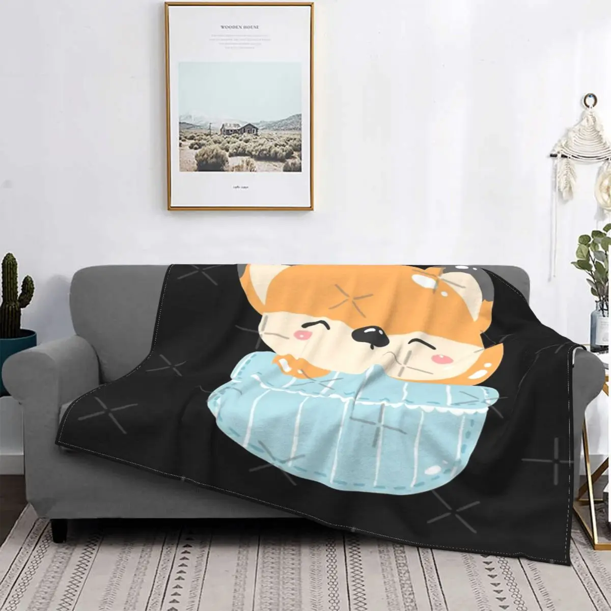 

Colcha con capucha para cama, manta bonita de zorro en tu Manta, a cuadros, para sofá, 135