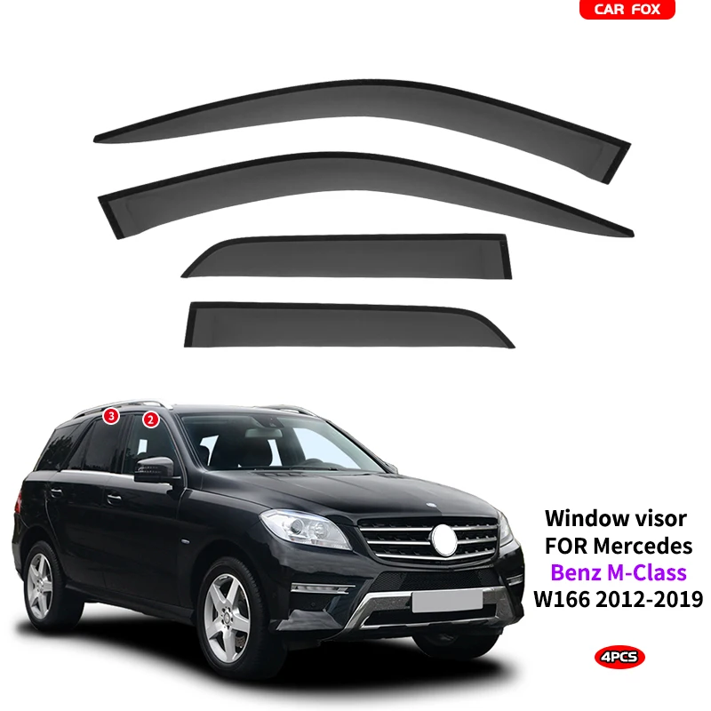 

Пластиковый оконный козырек для MERCEDES Be-nz M Class W164 W166 от 2008 до 2015 ML250 ml350gift, оттенки для вентиляции, защита от солнца, дождя