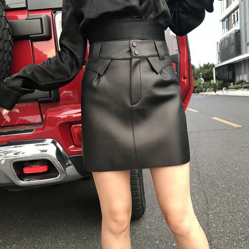 2021 Women New Fashion Genuine Real Sheep Leather Skirt G7