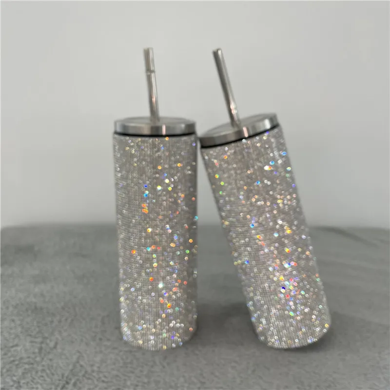 

20oz/600ml Shining Diamond Thermos Bottles Stainless Steel Tumblers with Straw Portable Water Bottle Coffee Mug Girl Women Gift