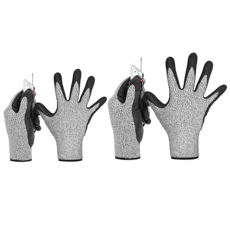 

2Pair Level 5 Cut Resistant Gloves 3D Comfort Stretch Fit, Durable Power Grip Foam Nitrile, Pass Fda Food Contact, Smart Touch,