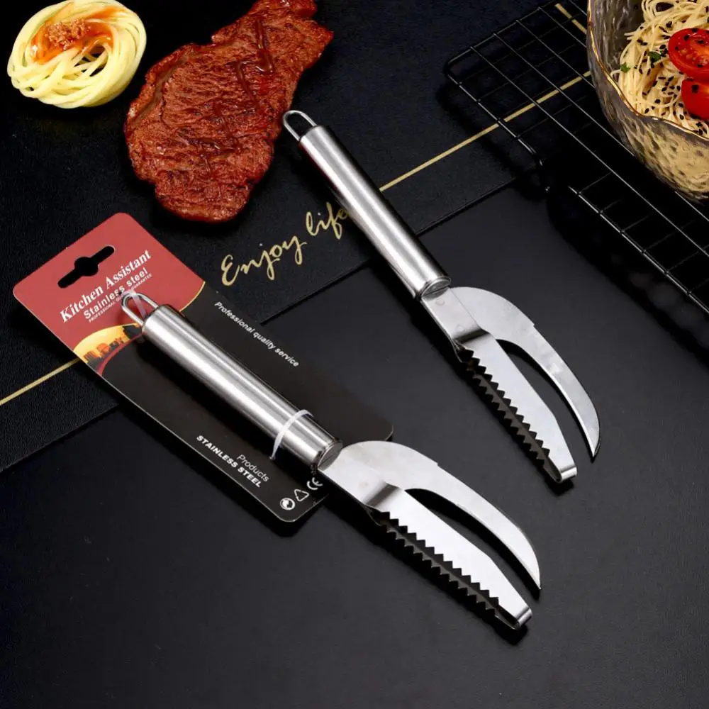 

Scale Removing Knife Household Stainless Steel Fish Scale Knife Multifunctional Bone Scraper Fish Belly Knife Wholesale
