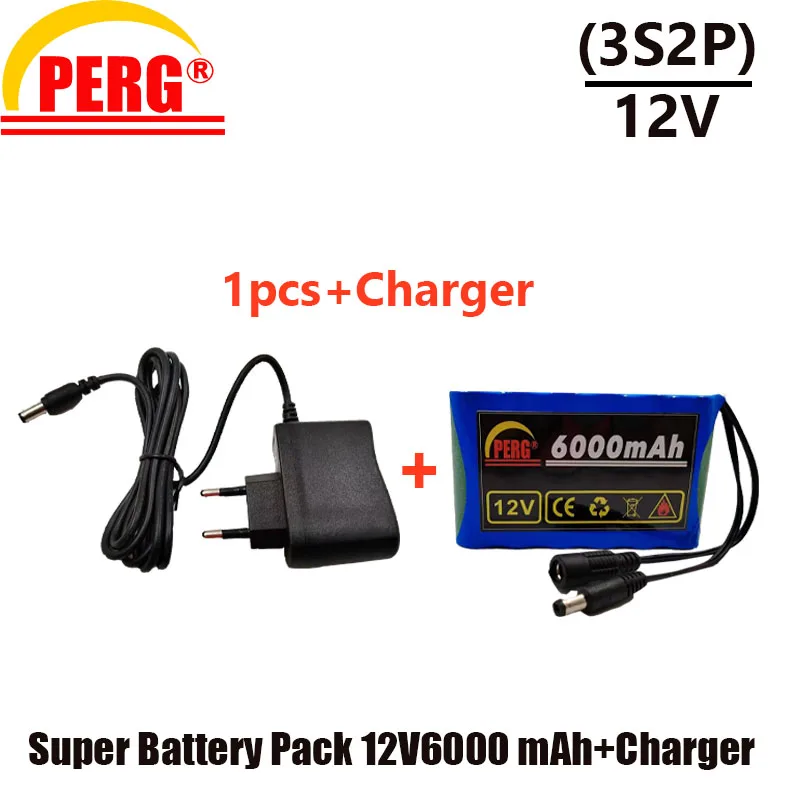 

Batterie Lithium-Ion 3S2P, 12V, 18650 6000mAh, 14ah, pour vidéosurveillance, originale, Rechargeable, avec chargeur, pour appare