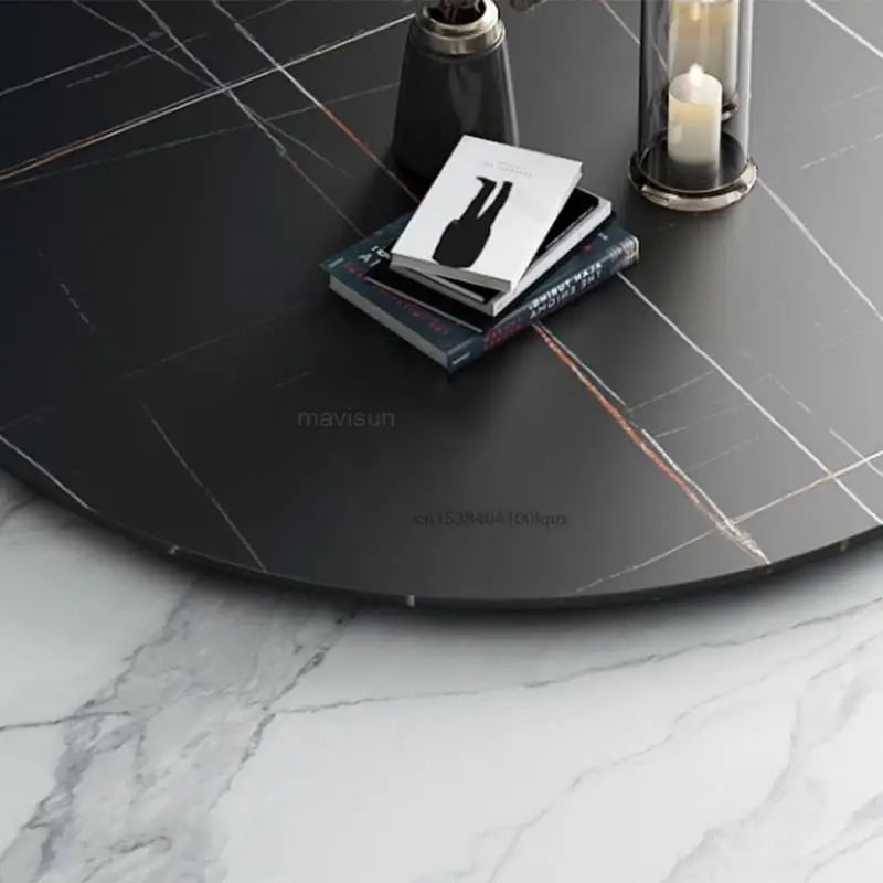 Круглый мраморный вращающийся стол в итальянском стиле с 4 обеденными стульями