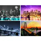 Алмазная живопись, полностью круглая вышивка ночного города, пейзаж, домашний декор, картина Стразы ручной работы