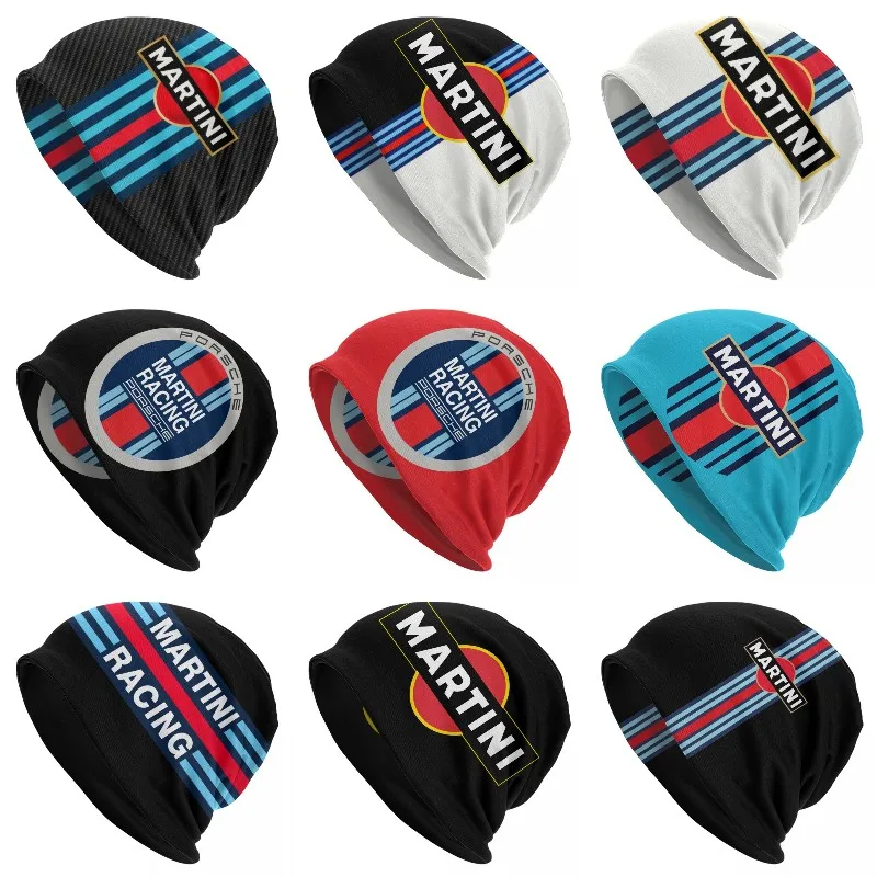 

Classic Racing Sport Martini Stripes Bonnet Hats Street Knitting Hat For Men Women Autumn Winter Warm Skullies Beanies Caps