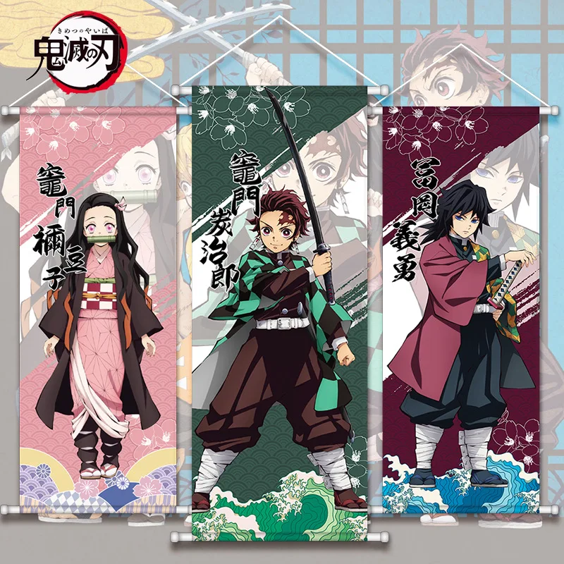 

Cartoon Demon Slayer Kimetsu No Yaiba Anime Poster Scroll Canvas Hanging Decor Figure Picture Room Decoration Wall Art Gift