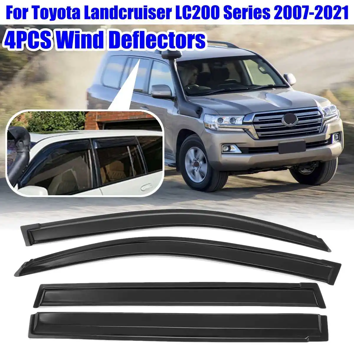 

4PCS Car Window Wind Deflectors Tinted For Toyota Landcruiser for LC200 Series 2007 2008 2009 2010 2011 2012 2013 2014 2015-2021