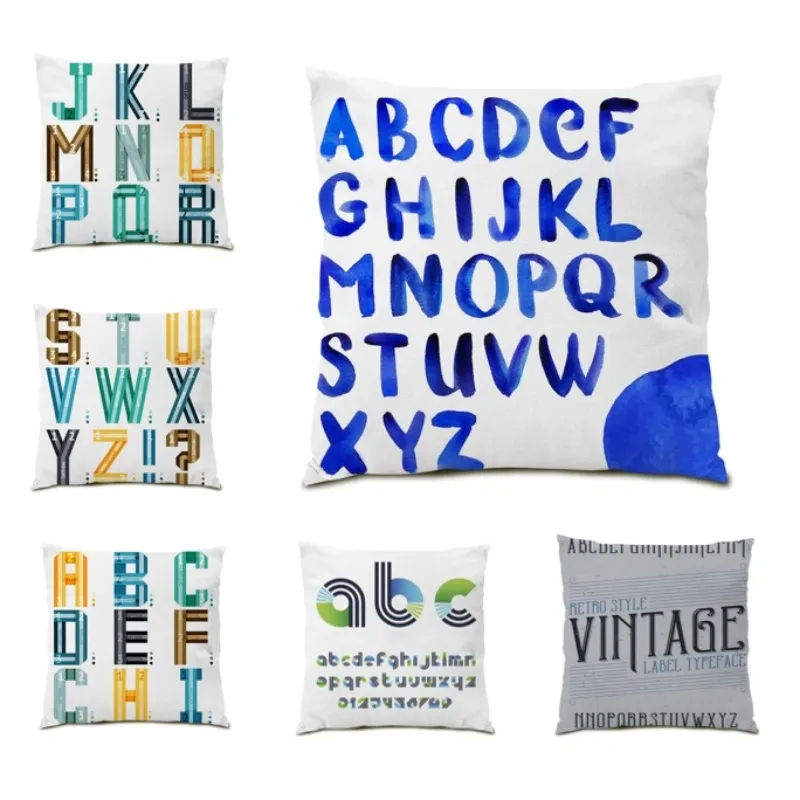 

Linen Polyester Double Sided Cushion Cover Letter Printed Pillowcase Home Textile Decorative Sofa Cushion Cojines 45x45 DF1490