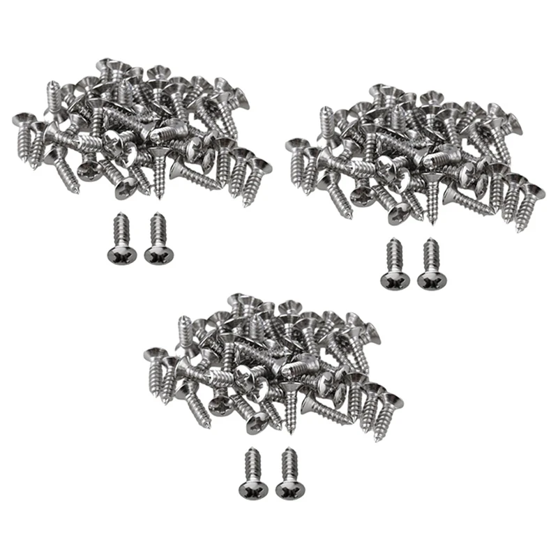 

150X Guitar Bass Screws Parts For Scratchplates Pickguard, Silver