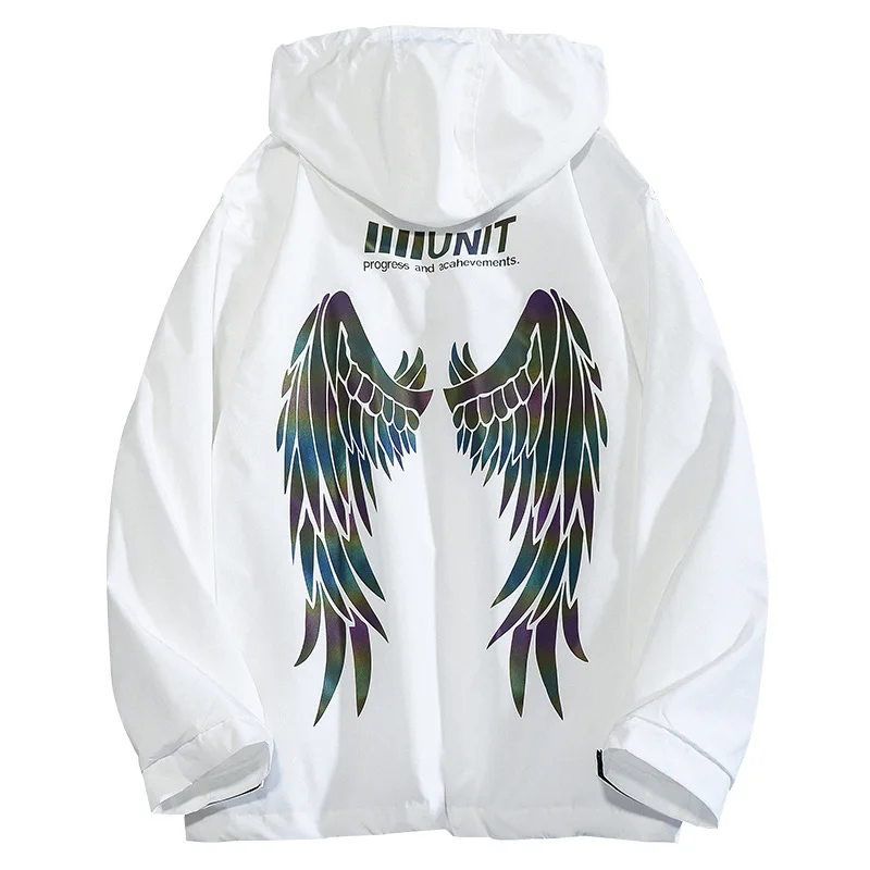 Ветровка мужская Светоотражающая с капюшоном куртка-бомбер разноцветным