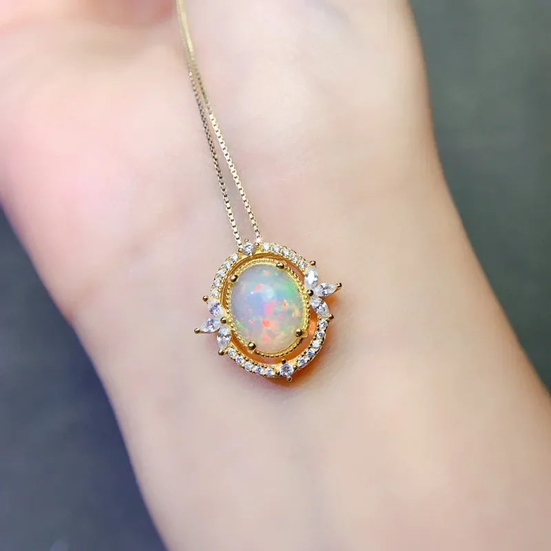 Классический серебряный натуральный опал 925 пробы 8x10 мм для повседневного