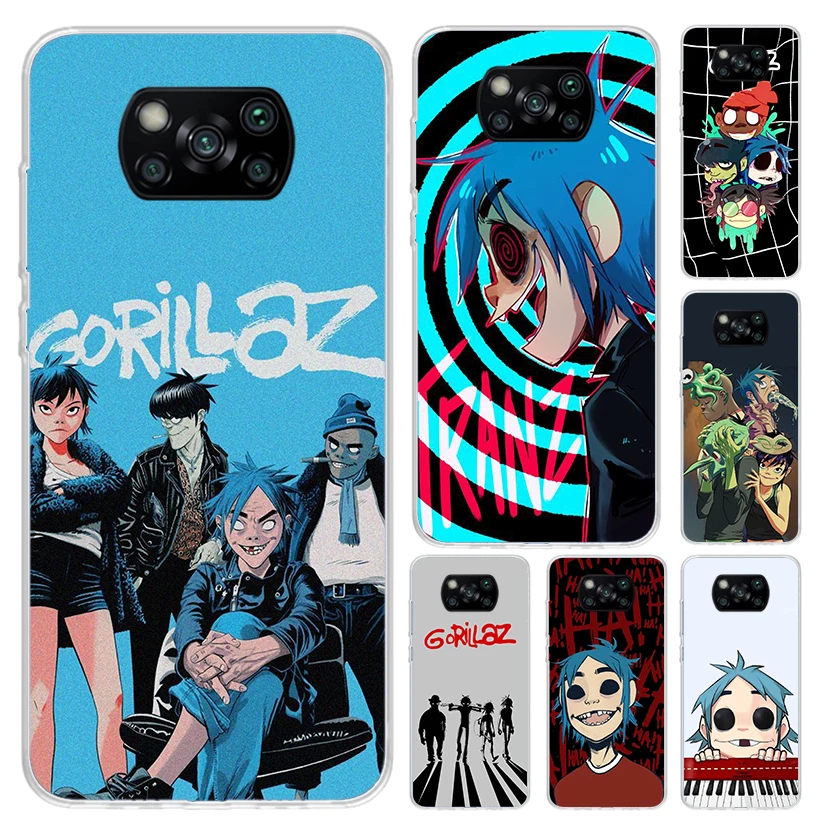 Чехол Gorillaz для телефона с аниме Xiaomi Poco X6 X5 X4 X3 Nfc F6 F5 F4 GT F3 F2 Pro F1 M5S M4 M3