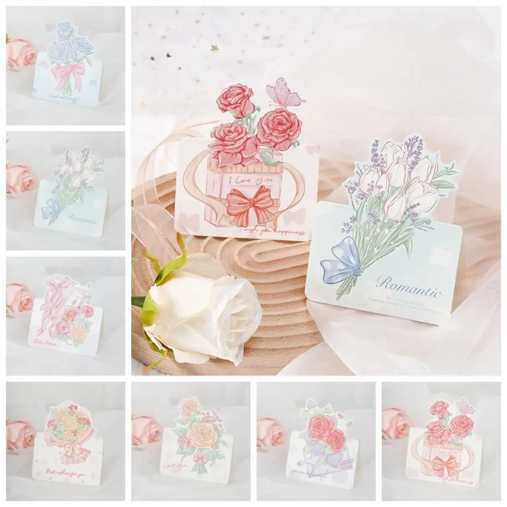 

10pcs Bouquet Series Greeting Card Romantic Thank You DIY Decoration Message Card Blessing Handwriting Teacher's Day