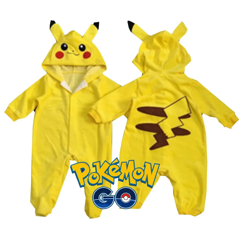 Pokemon Pikachu Winter Long sleeved Suit Baby Rompers Clothing 6 11 24 Moon Babies Toddlers Costume Onesie Kids Pyjamsa  Newborn