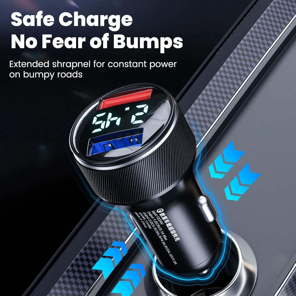 Автомобильное зарядное устройство Elough с USB C прикуриватель быстрая зарядка QC3.0 в