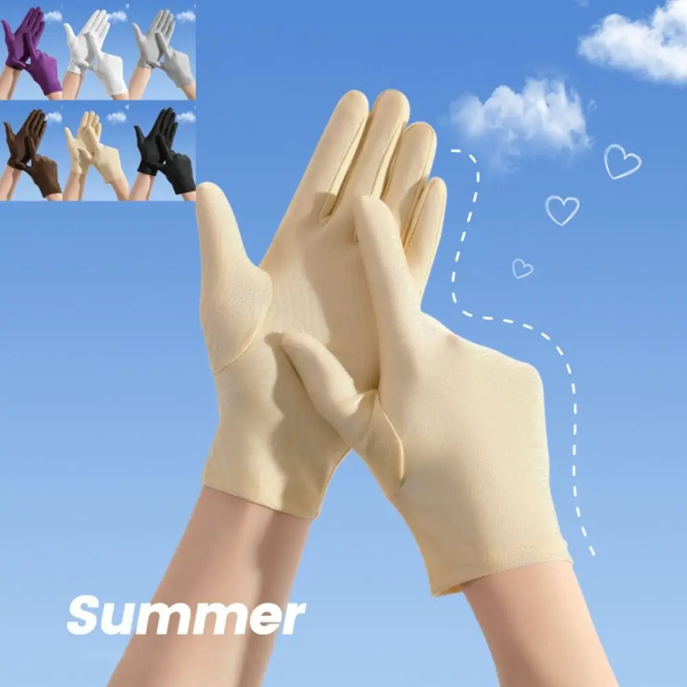 

Serving Waiters Mittens Driving Gloves Milk Silk Solid Color for Women Female Summer