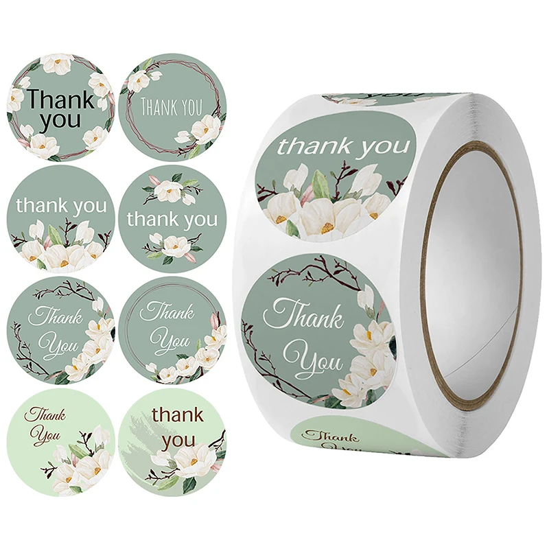 500 шт./рулон разноцветные наклейки спасибо