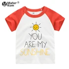 Повседневные футболки для мальчиков, одежда унисекс с коротким рукавом, Детские хлопковые футболки с буквами, блузки, летние топы с принтом солнца для девочек, размеры