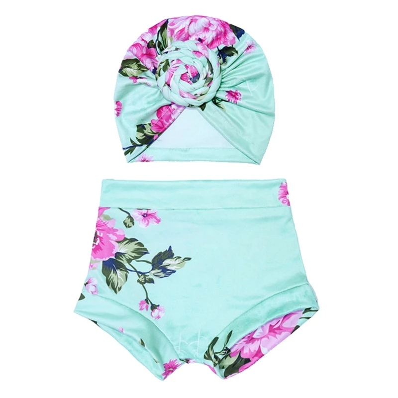 

2 шт., детские летние шорты с принтом и шапка-тюрбан