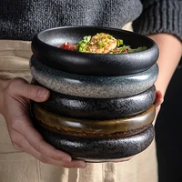 1pc japanese style 6inch retro ceramic sushi dessert dinner plates snack small dish household tableware set