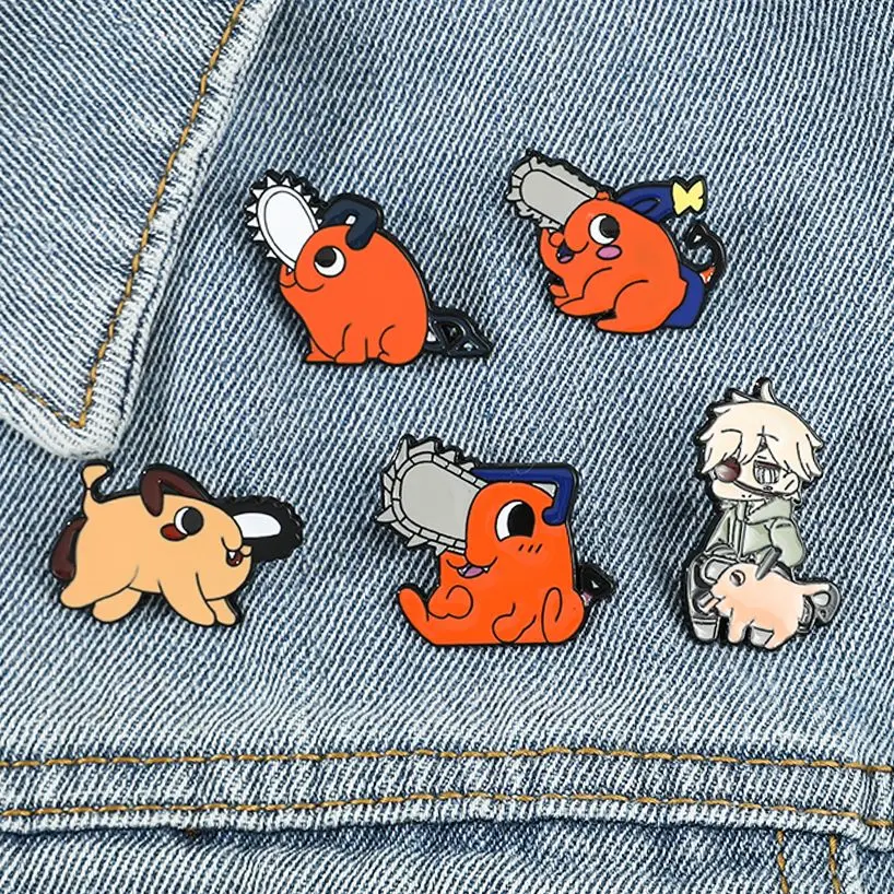 

Chainsaw Man Enamel Pins Pochita Denji Cartoon Character Brooch Lapel Badges Anime Jewelry Gift For Kids Friends