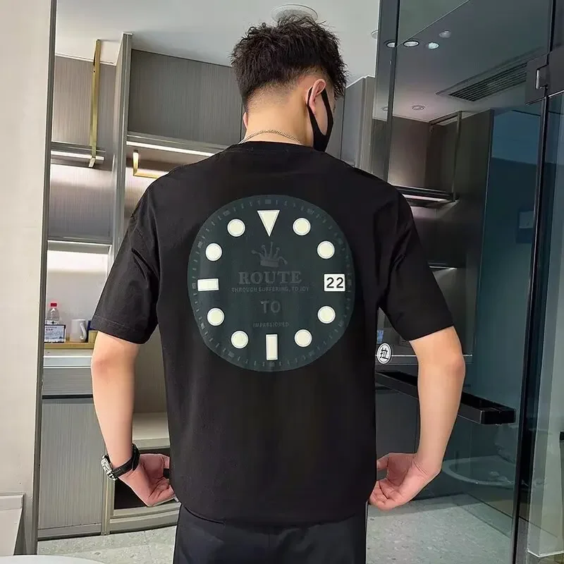 Новый стиль мужская футболка с коротким рукавом летняя корейская модная простая