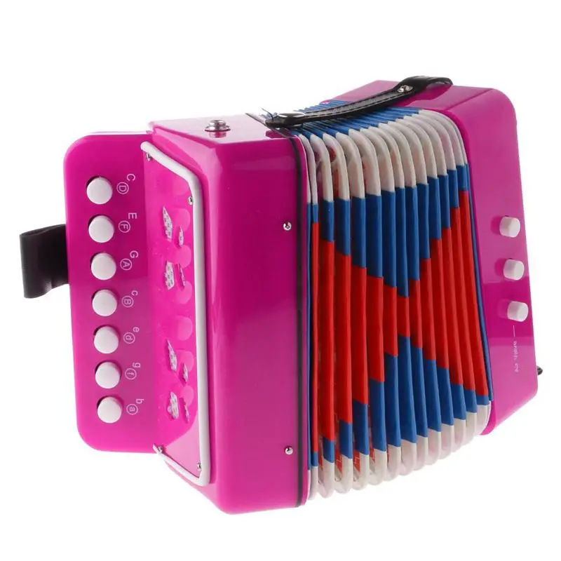 

7 Button Key Accordions Educational Toy Children Musical Instrument - Red Rose