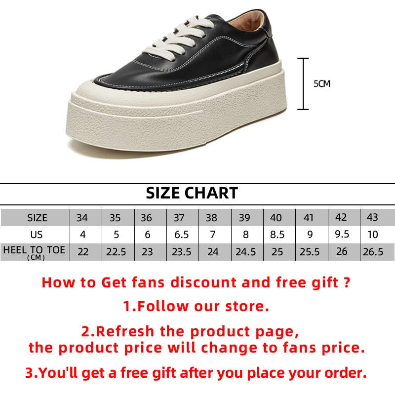 Women's Genuine Leather 2023 Spring Sneakers New Casual Lace-up Women's Sneakers Shoes Platform Board Shoes Women