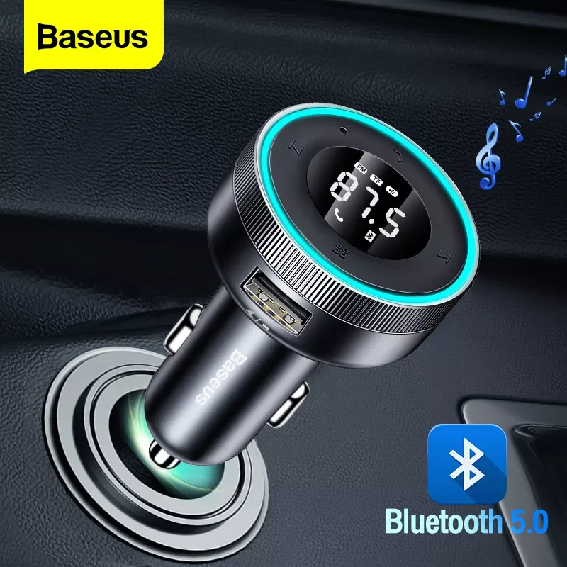 

Baseus FM Transmitter Modulator Car Wireless Bluetooth 5.0 USB Fast Charger Auto Aux Radio Mp3 Player Music Hands Free Car Kit