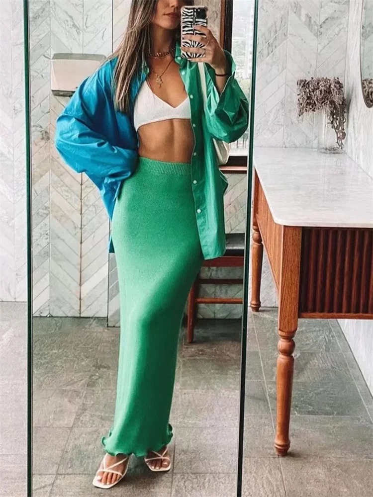 Женская свободная рубашка с длинным рукавом элегантная однобортная в стиле