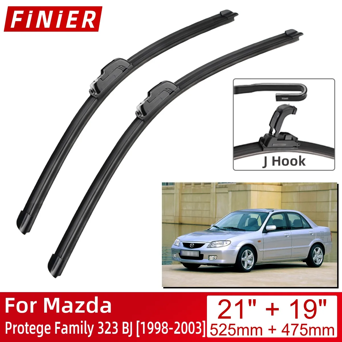 

Щетки стеклоочистителя передние для Mazda Protege Family 323 BJ, 1998-2003, 21 дюйм + 19 дюймов, J-образные крючки