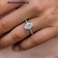 jovovasmile moissanite ring diamond anel de ouro 18k puro original 2 9 carat 10 5x7mm crushed ice hybrid oval rings for women